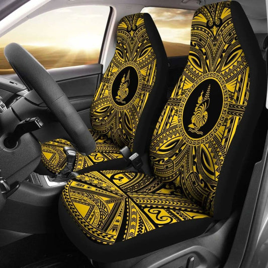New Caledonia Car Seat Cover - New Caledonia Coat Of Arms Polynesian Gold Black 105905 - YourCarButBetter