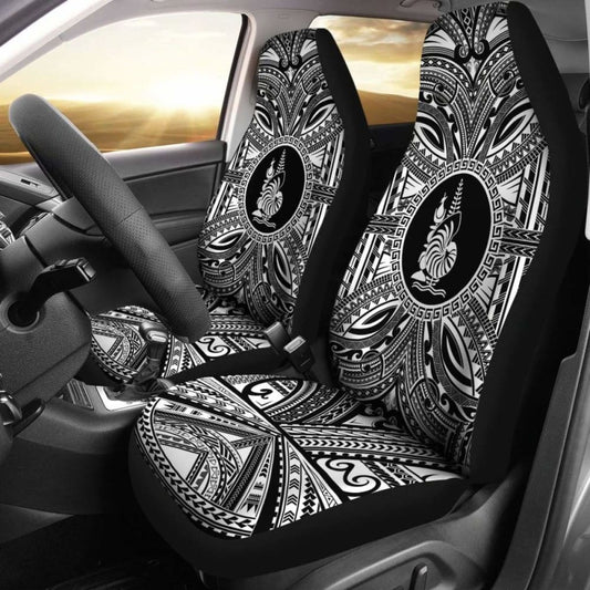 New Caledonia Car Seat Cover - New Caledonia Coat Of Arms Polynesian White Black 105905 - YourCarButBetter