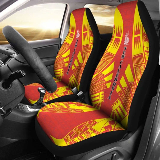 New Caledonia Car Seat Covers - New Caledonia Coat Of Arms Polynesian Tattoo Flag - 9 174914 - YourCarButBetter