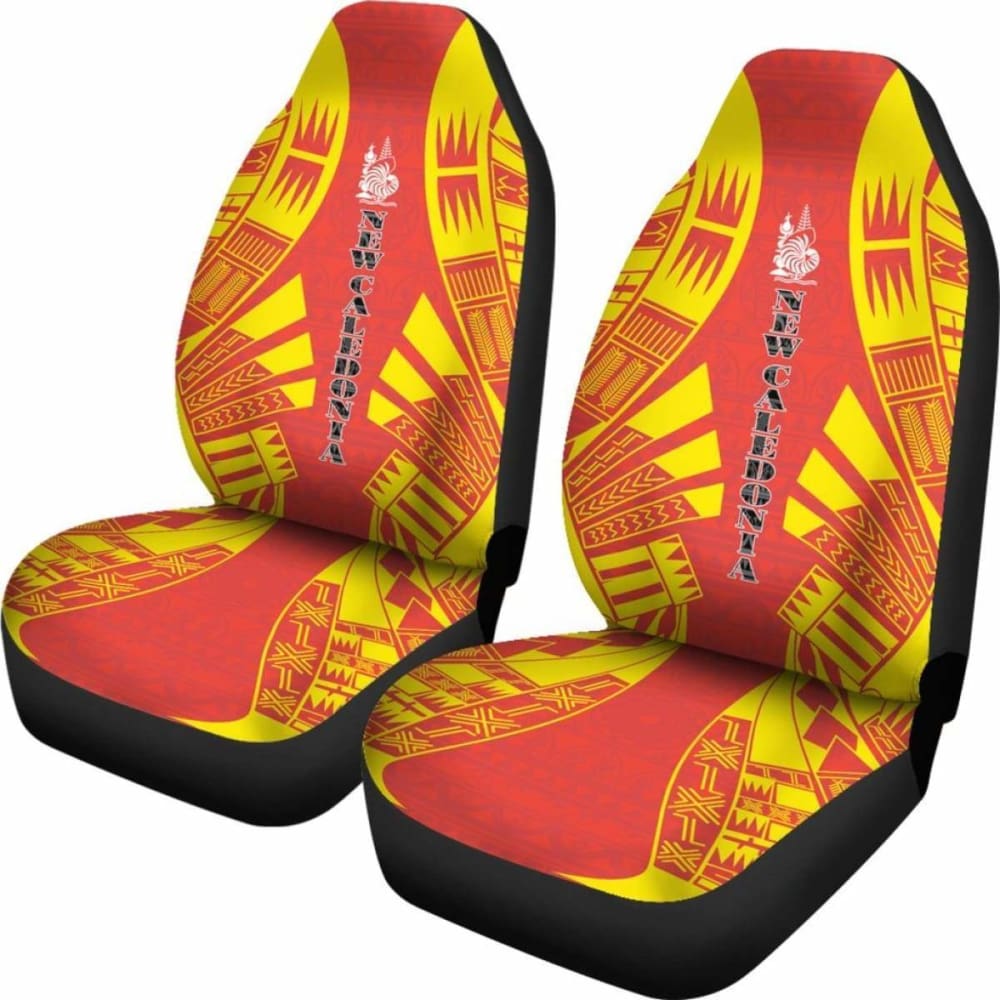 New Caledonia Car Seat Covers - New Caledonia Coat Of Arms Polynesian Tattoo Flag - 9 174914 - YourCarButBetter