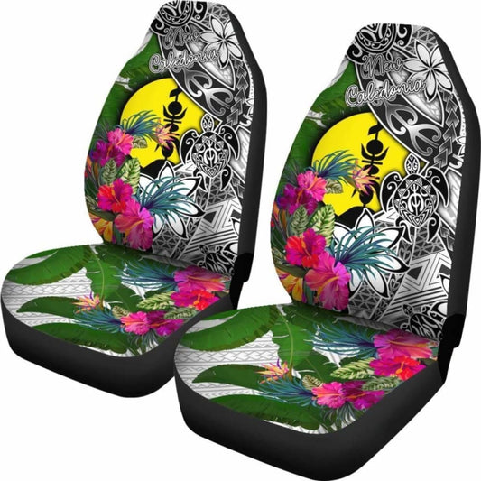 New Caledonia Car Seat Covers White - Turtle Plumeria Banana Leaf - 091114 - YourCarButBetter