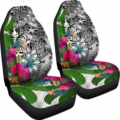 New Caledonia Car Seat Covers White - Turtle Plumeria Banana Leaf Crest - 174510 - YourCarButBetter