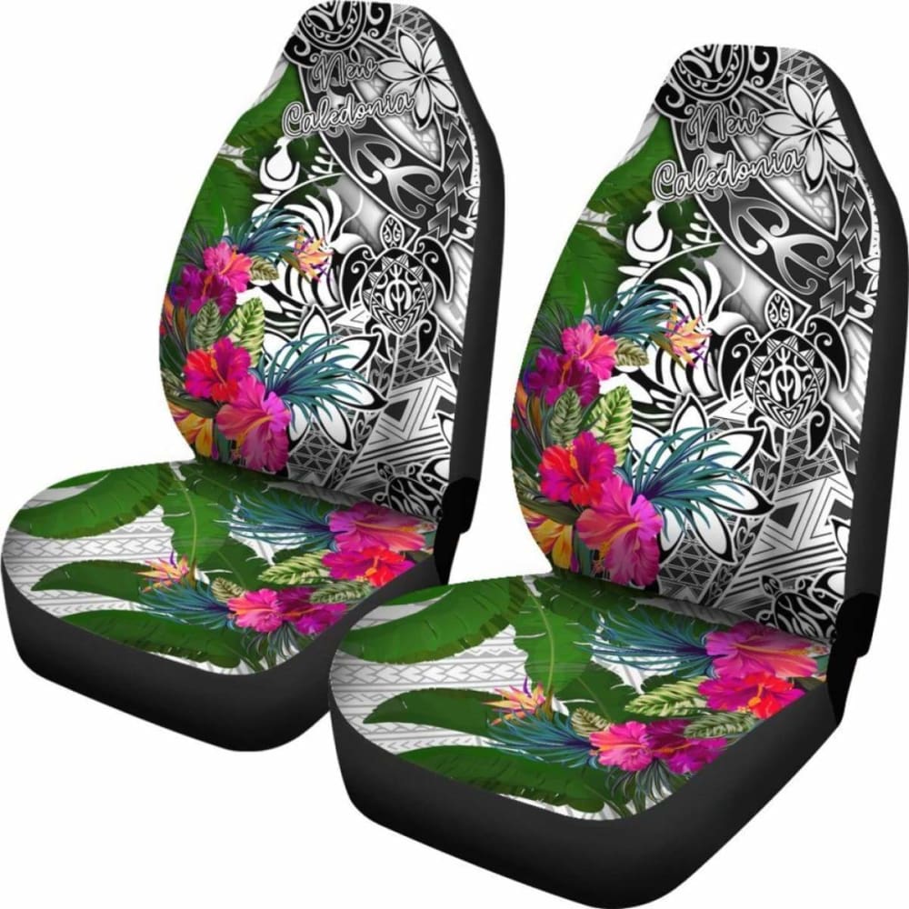New Caledonia Car Seat Covers White - Turtle Plumeria Banana Leaf Crest - 174510 - YourCarButBetter
