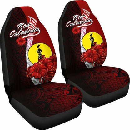 New Caledonia Polynesian Car Seat Covers - Coat Of Arm With Hibiscus - 232125 - YourCarButBetter