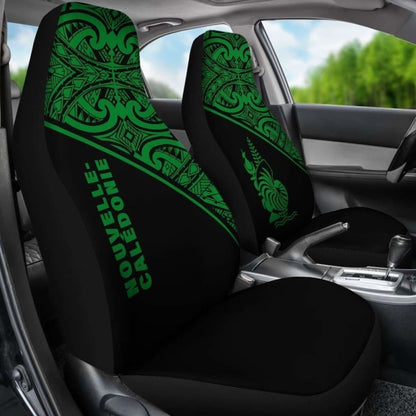 New Caledonia Polynesian Car Seat Covers - Green Curve - 105905 - YourCarButBetter