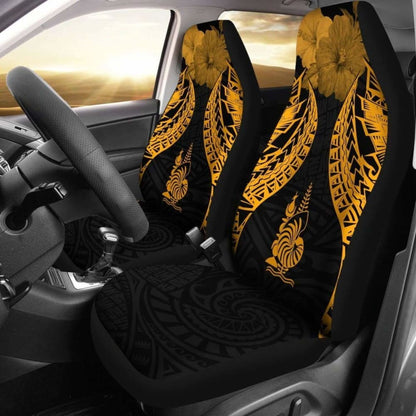 New Caledonia Polynesian Car Seat Covers Pride Seal And Hibiscus Gold - 232125 - YourCarButBetter
