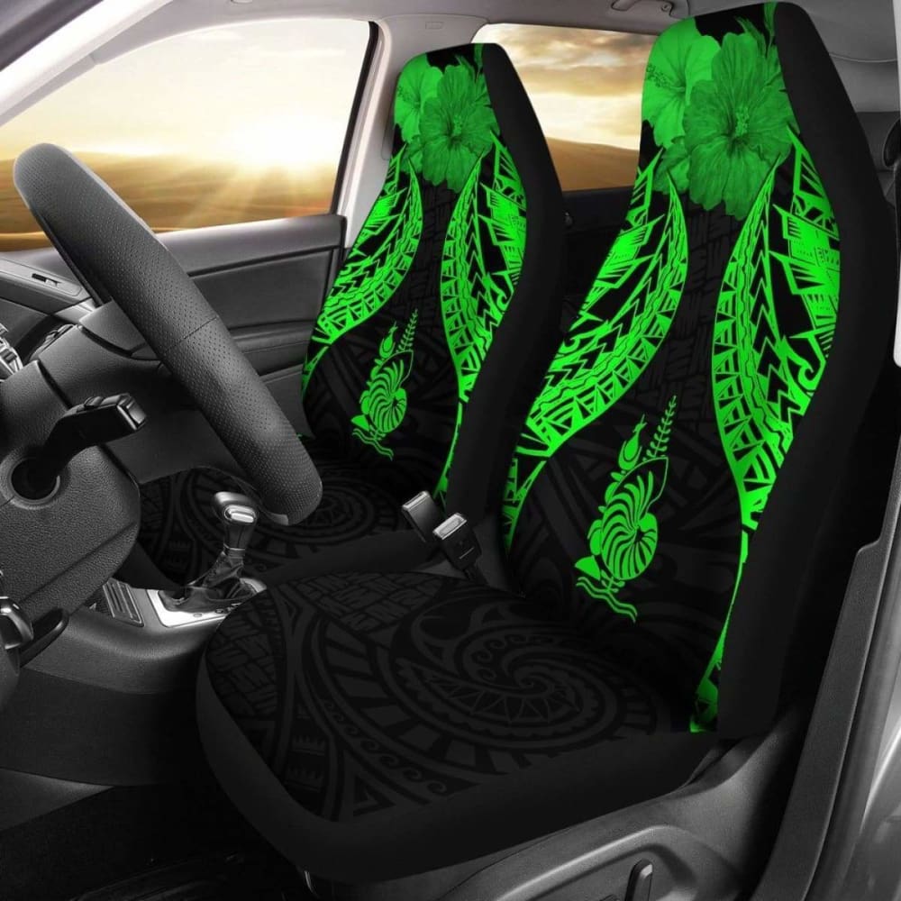 New Caledonia Polynesian Car Seat Covers Pride Seal And Hibiscus Green - 232125 - YourCarButBetter
