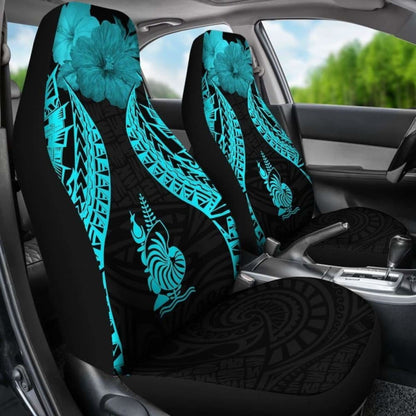 New Caledonia Polynesian Car Seat Covers Pride Seal And Hibiscus Neon Blue - 232125 - YourCarButBetter