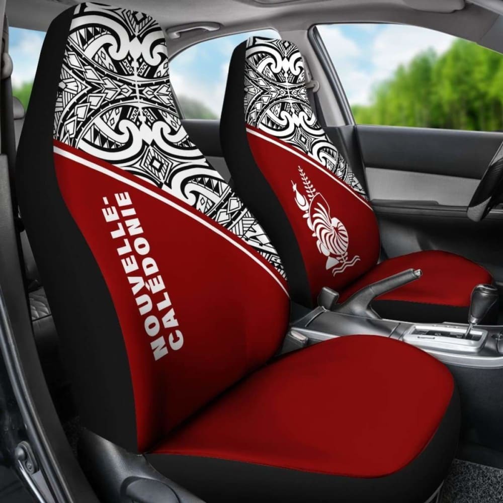 New Caledonia Polynesian Car Seat Covers - Red Curve - 105905 - YourCarButBetter