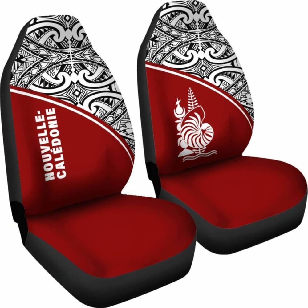 New Caledonia Polynesian Car Seat Covers - Red Curve - 105905 - YourCarButBetter