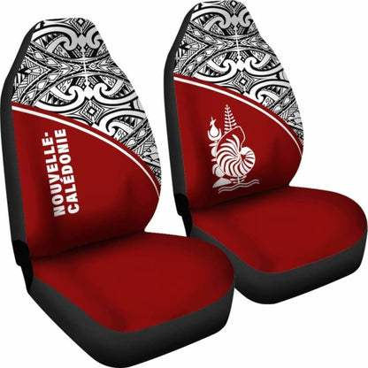 New Caledonia Polynesian Car Seat Covers - Red Curve - 105905 - YourCarButBetter