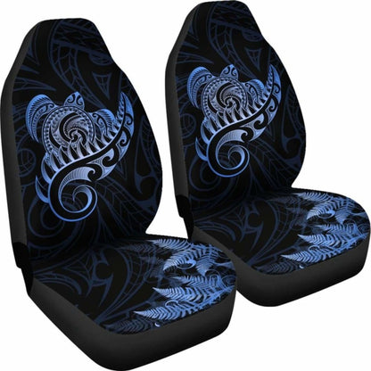 New Zealand Car Seat Covers - Aotearoa Maori Turtle Silver Fern Blue Awesome 091114 - YourCarButBetter