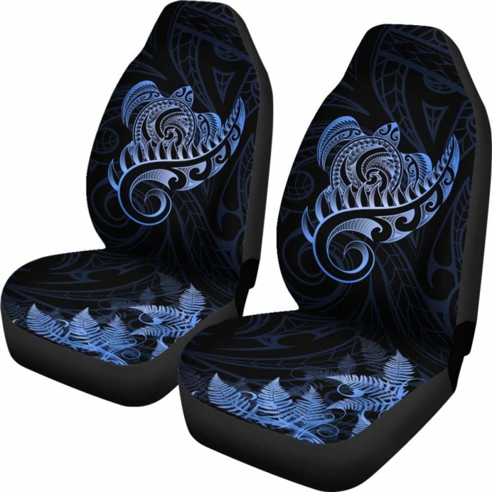 New Zealand Car Seat Covers - Aotearoa Maori Turtle Silver Fern Blue Awesome 091114 - YourCarButBetter