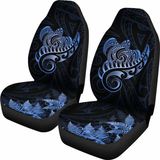 New Zealand Car Seat Covers - Aotearoa Maori Turtle Silver Fern Blue Awesome 091114 - YourCarButBetter