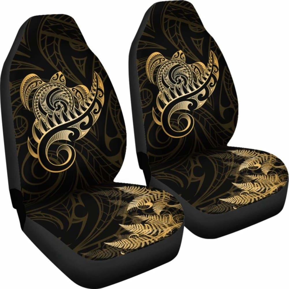 New Zealand Car Seat Covers - Aotearoa Maori Turtle Silver Fern Gold Awesome 091114 - YourCarButBetter