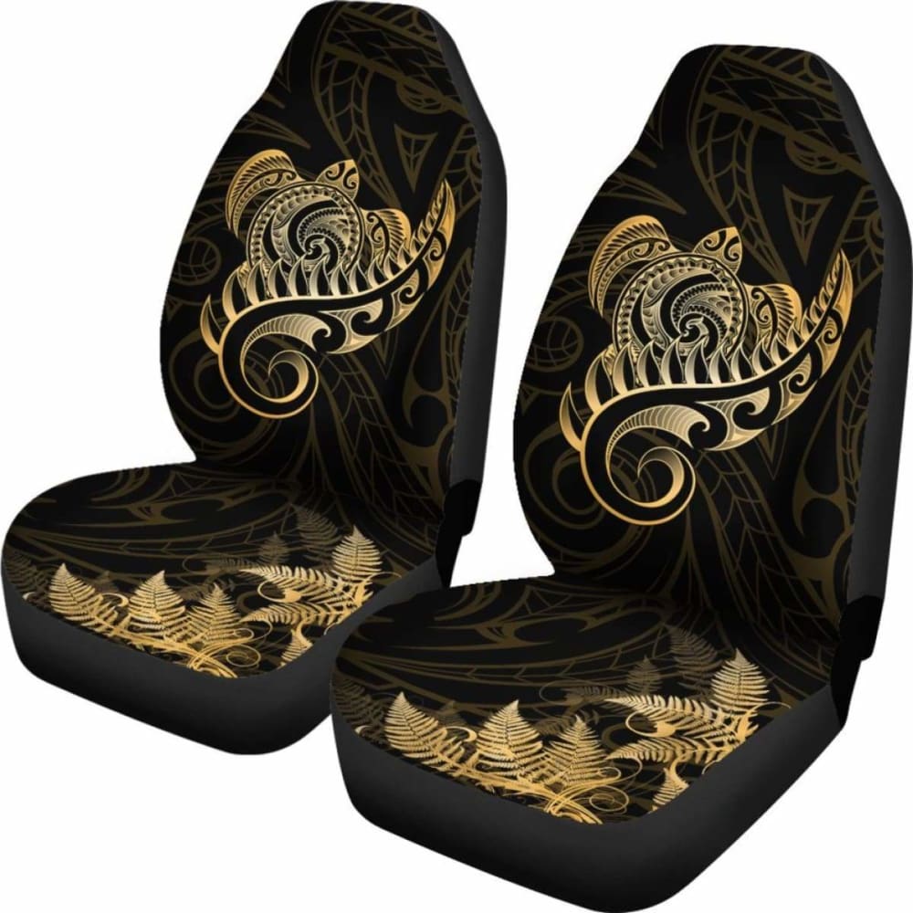 New Zealand Car Seat Covers - Aotearoa Maori Turtle Silver Fern Gold Awesome 091114 - YourCarButBetter