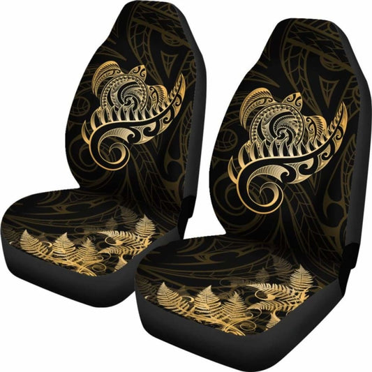 New Zealand Car Seat Covers - Aotearoa Maori Turtle Silver Fern Gold Awesome 091114 - YourCarButBetter
