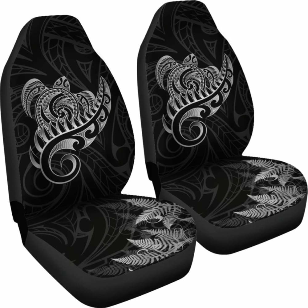 New Zealand Car Seat Covers - Aotearoa Maori Turtle Silver Fern Gray Awesome 091114 - YourCarButBetter