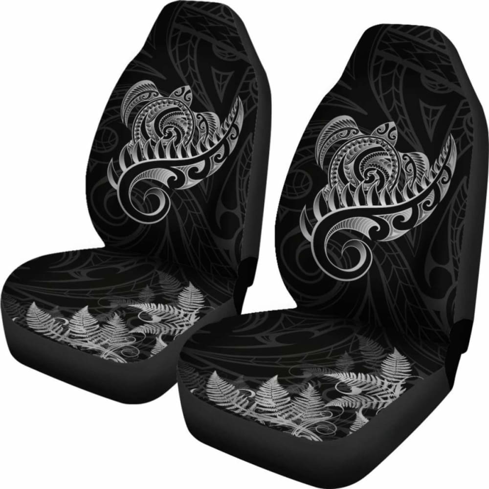 New Zealand Car Seat Covers - Aotearoa Maori Turtle Silver Fern Gray Awesome 091114 - YourCarButBetter