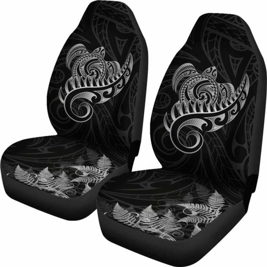 New Zealand Car Seat Covers - Aotearoa Maori Turtle Silver Fern Gray Awesome 091114 - YourCarButBetter