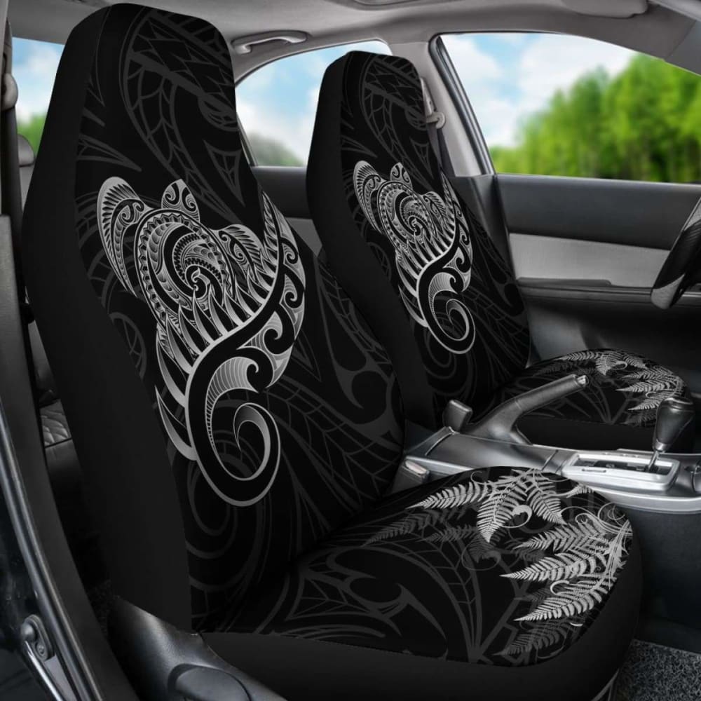 New Zealand Car Seat Covers - Aotearoa Maori Turtle Silver Fern Gray Awesome 091114 - YourCarButBetter