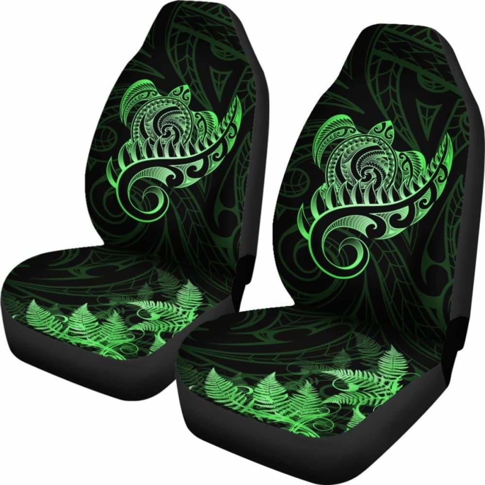 New Zealand Car Seat Covers - Aotearoa Maori Turtle Silver Fern Green Awesome 091114 - YourCarButBetter
