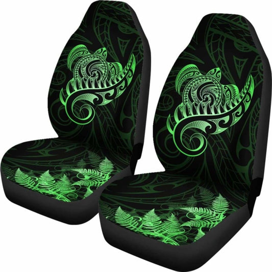 New Zealand Car Seat Covers - Aotearoa Maori Turtle Silver Fern Green Awesome 091114 - YourCarButBetter