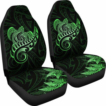 New Zealand Car Seat Covers - Aotearoa Maori Turtle Silver Fern Green Awesome 091114 - YourCarButBetter