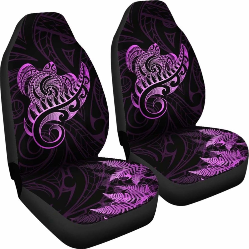 New Zealand Car Seat Covers - Aotearoa Maori Turtle Silver Fern Pink Awesome 091114 - YourCarButBetter