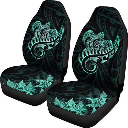 New Zealand Car Seat Covers - Aotearoa Maori Turtle Silver Fern Turquoise Awesome 091114 - YourCarButBetter
