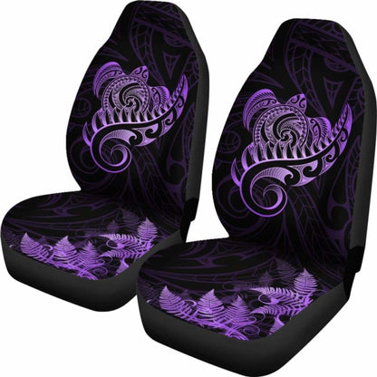 New Zealand Car Seat Covers - Aotearoa Maori Turtle Silver Fern Violet Awesome 091114 - YourCarButBetter