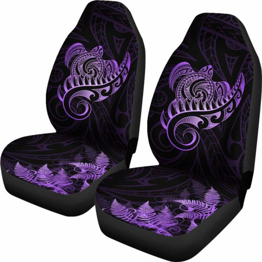 New Zealand Car Seat Covers - Aotearoa Maori Turtle Silver Fern Violet Awesome 091114 - YourCarButBetter