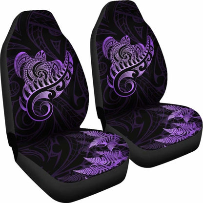 New Zealand Car Seat Covers - Aotearoa Maori Turtle Silver Fern Violet Awesome 091114 - YourCarButBetter