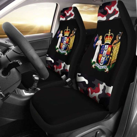 New Zealand Coat Of Arms With Camo Style Car Seat Covers 112608