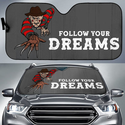Nightmare on Elm Street Freddy Krueger Follow Your Dreams Car Auto Sun Shades 212903 - YourCarButBetter