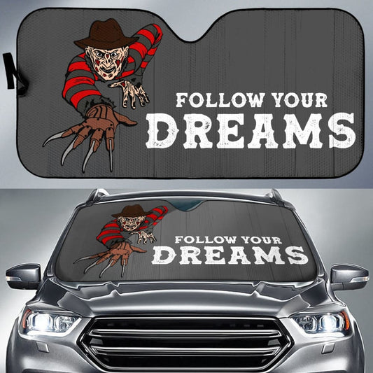 Nightmare on Elm Street Freddy Krueger Follow Your Dreams Car Auto Sun Shades 212903 - YourCarButBetter