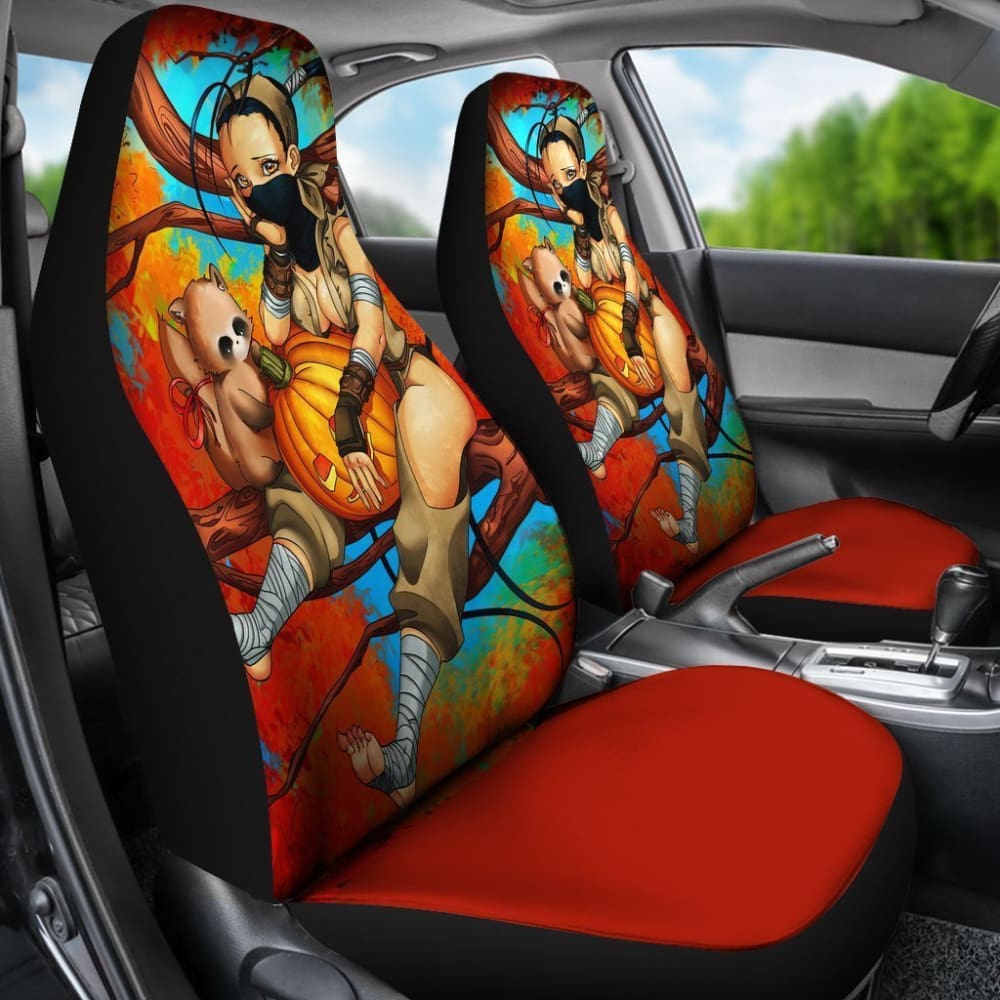 Ninja Girl With Pumpkin Anime Halloween Car Seat Covers 101819 - YourCarButBetter