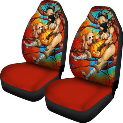 Ninja Girl With Pumpkin Anime Halloween Car Seat Covers 101819 - YourCarButBetter