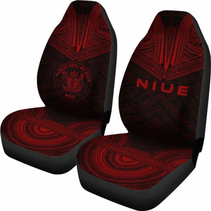 Niue Car Seat Cover - Niue Seal Polynesian Chief Tattoo Red Version - 10 174914 - YourCarButBetter