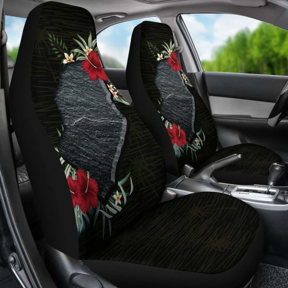Niue Car Seat Covers - Niue Hibiscus Map - 232125 - YourCarButBetter