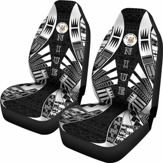 Niue Car Seat Covers - Niue Seal Polynesian Tattoo Black - 9 174914 - YourCarButBetter