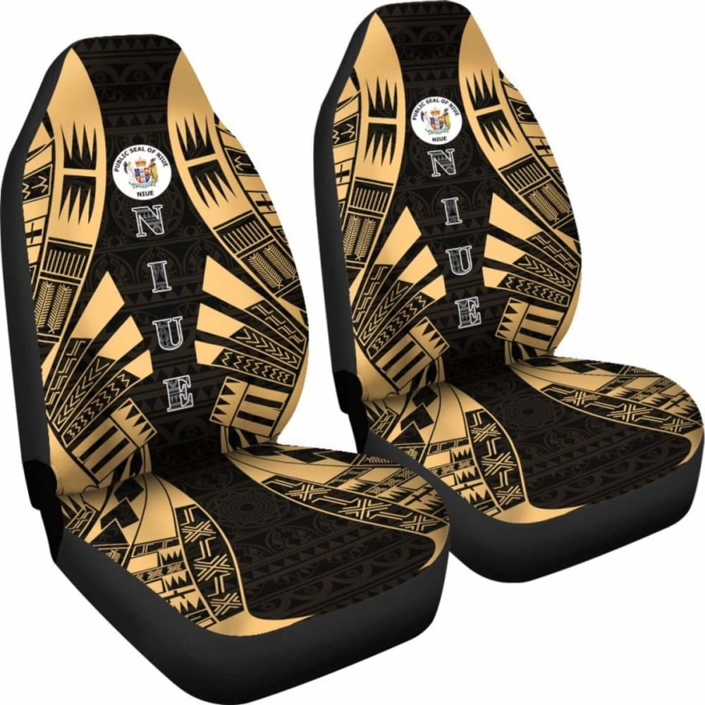 Niue Car Seat Covers - Niue Seal Polynesian Tattoo Gold - 9 174914 - YourCarButBetter