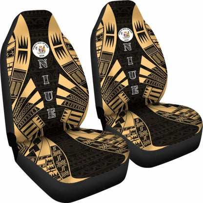 Niue Car Seat Covers - Niue Seal Polynesian Tattoo Gold - 9 174914 - YourCarButBetter