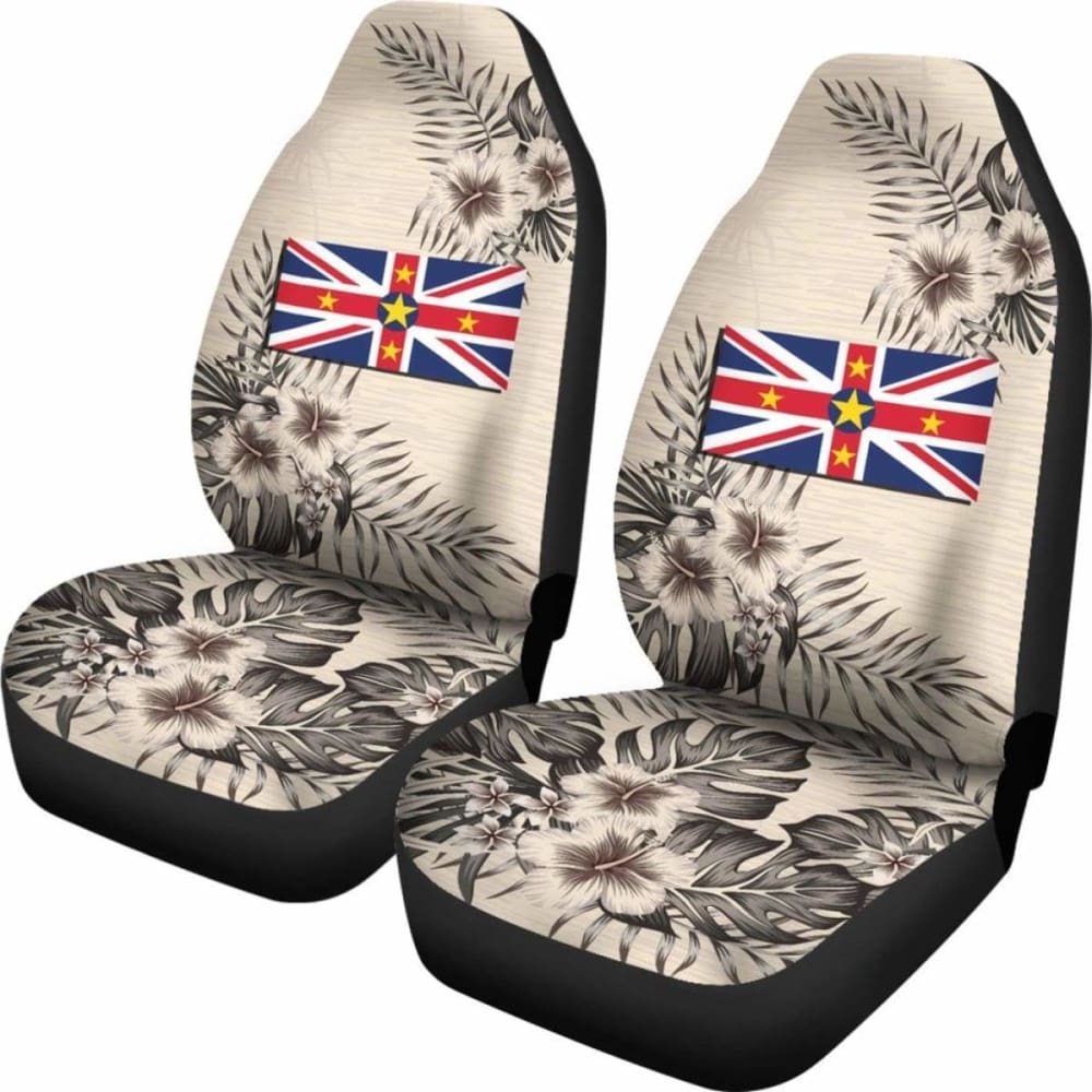 Niue Car Seat Covers The Beige Hibiscus (Set Of Two) 7 232125 - YourCarButBetter