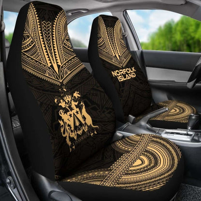 Norfolk Island Car Seat Cover - Norfolk Island Coat Of Arms Polynesian Chief Tattoo Gold Version - 10 174914 - YourCarButBetter