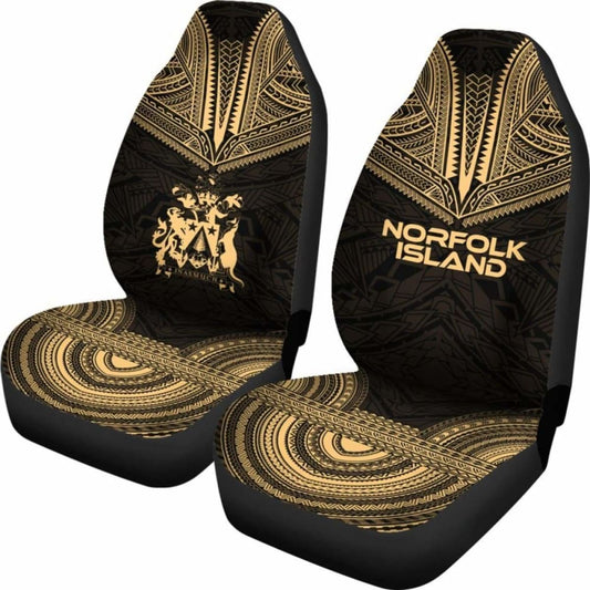 Norfolk Island Car Seat Cover - Norfolk Island Coat Of Arms Polynesian Chief Tattoo Gold Version - 10 174914 - YourCarButBetter