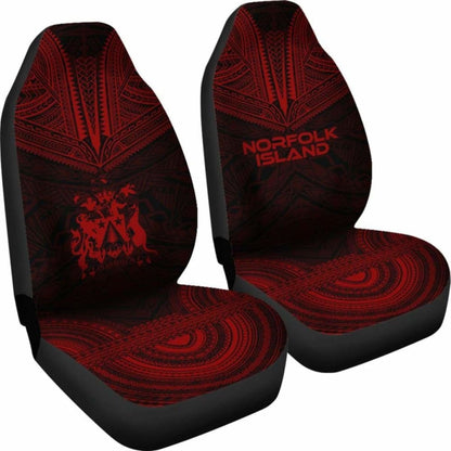 Norfolk Island Car Seat Cover - Norfolk Island Coat Of Arms Polynesian Chief Tattoo Red Version - 10 174914 - YourCarButBetter