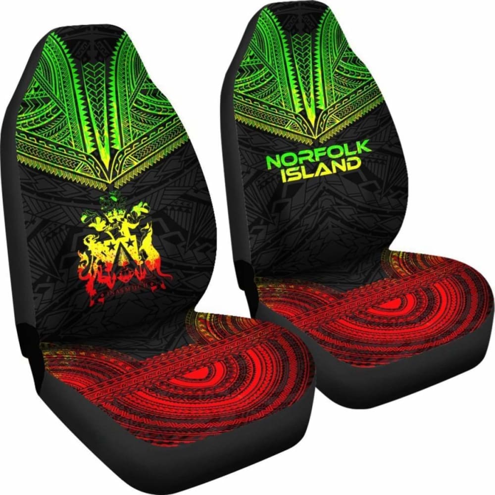 Norfolk Island Car Seat Cover - Norfolk Island Coat Of Arms Polynesian Chief Tattoo Reggae Version - 10 174914 - YourCarButBetter