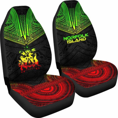 Norfolk Island Car Seat Cover - Norfolk Island Coat Of Arms Polynesian Chief Tattoo Reggae Version - 10 174914 - YourCarButBetter