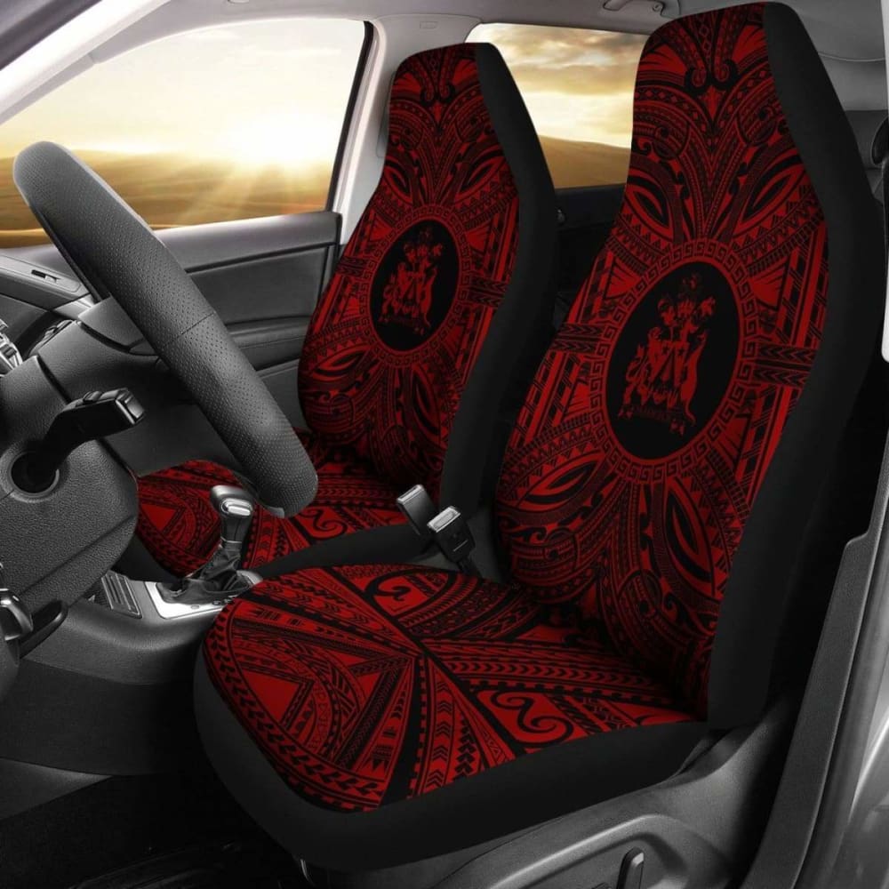 Norfolk Island Car Seat Cover - Norfolk Island Coat Of Arms Polynesian Red Black 105905 - YourCarButBetter